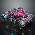 Futuristic Red Silver Mechanical Device With Glowing Elements And Metallic Components 3d model
