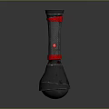 Black Flashlight With Red Straps And Textured Grip Handle Design