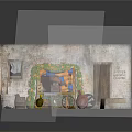 Decorated Small Stall Building With Green Vines Yellow Flowers And Clay Pots
