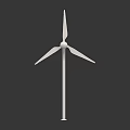 White Wind Turbine Model With Three Blades Stable Base On Gray Background 3d model