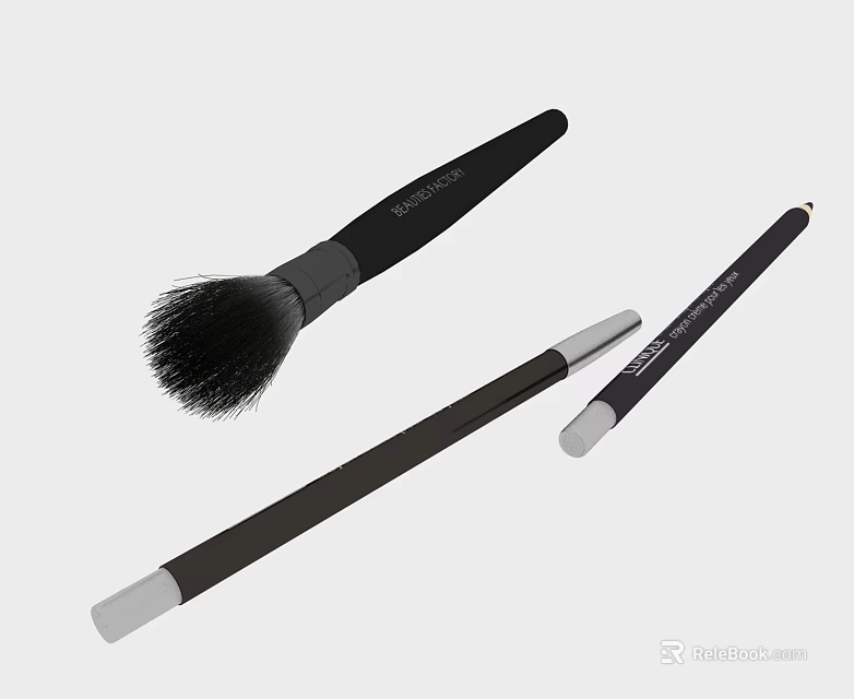 High Quality Makeup Brushes With Black Handles And Soft Bristles For Cosmetics Use 3d model 