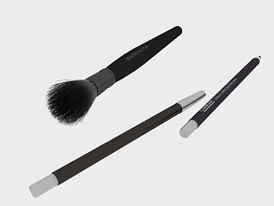 High Quality Makeup Brushes With Black Handles And Soft Bristles For Cosmetics Use 3d model