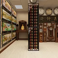 Traditional Watch Store Interior With Various Clocks And Display Counters 3d model