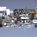 Modern Home Furniture And Decor Elements Including Sofa Bookshelf Table Lamp And Plant