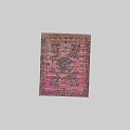 Pink And Blue Square Rug With Intricate Decorative Patterns And Fringed Edges