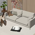 Modern double sofa side corner table 3d model