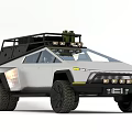 White Off Road Car With Roof Rack And Large Off Road Tires
