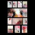 Abstract Wall Art Collage With Multiple Vibrant Paintings On Black Background