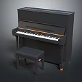 Classic Black Upright Piano With Matching Wooden Piano Bench For Home Music Room