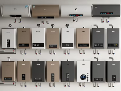 Different Types Of Electric Water Heaters Display For Daily Use 3d model