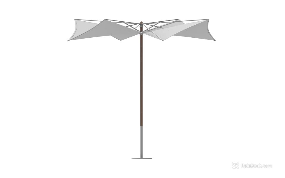 Outdoor White Patio Umbrella With Wooden Pole And Sturdy Frame For Garden Use 3d model 
