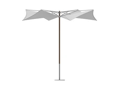 Outdoor White Patio Umbrella With Wooden Pole And Sturdy Frame For Garden Use 3d model