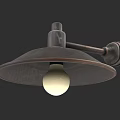 Vintage Industrial Wall Mounted Pendant Light With Round Metal Shade And Exposed Bulb