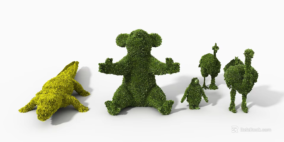 Topiary Shrub Animal Sculptures In Various Sizes And Shapes For Outdoor Decor 3d model 