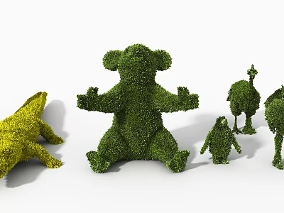 Topiary Shrub Animal Sculptures In Various Sizes And Shapes For Outdoor Decor 3d model