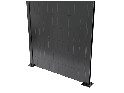 Black Metal Panel With Vertical Stripes And Base Brackets Structure 3d model