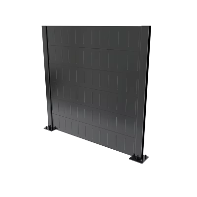 Black Metal Panel With Vertical Stripes And Base Brackets Structure 3d model