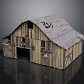 Old Industrial Barn With Wooden Structure Damaged Roof Wooden Doors And Windows