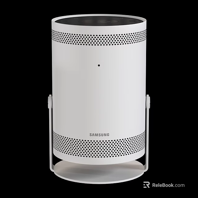 Samsung White Cylindrical Desktop Computer Tower With Mesh Design And Stand Base 3d model 
