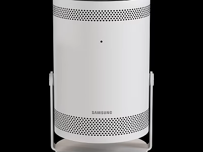 Samsung White Cylindrical Desktop Computer Tower With Mesh Design And Stand Base 3d model