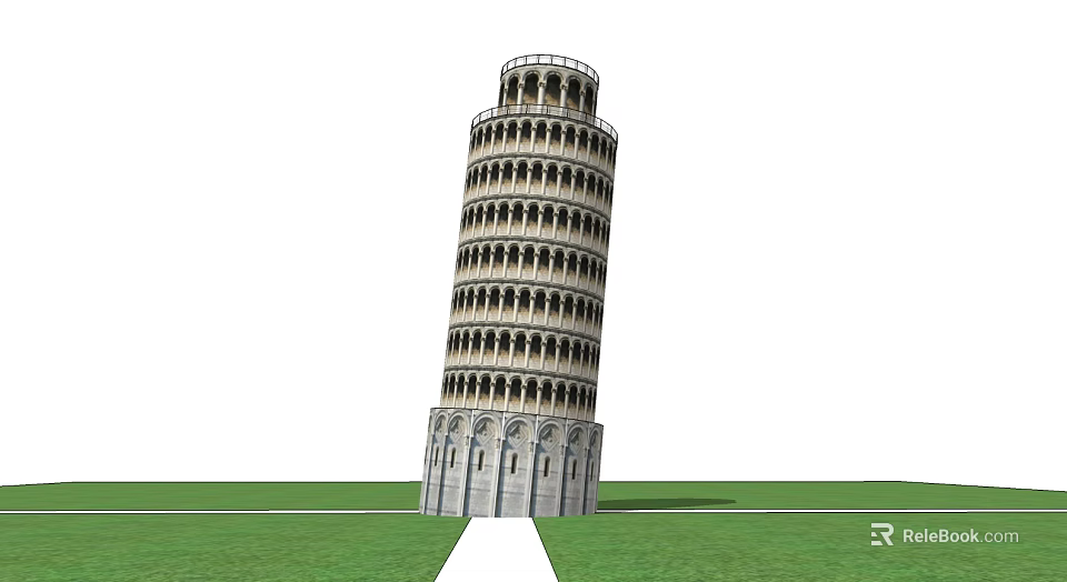 Leaning Tower of Pisa European Architectural Landmark With Inclined Structure And Arched Design 3d model 