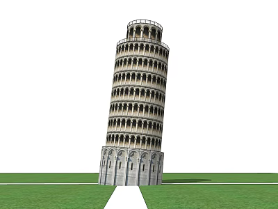 Leaning Tower of Pisa European Architectural Landmark With Inclined Structure And Arched Design 3d model