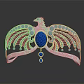 Silver Phoenix Tiara with Large Central Blue Gemstone Small Blue Stones Sparkling Diamonds and Crystals