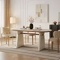 Oval White Dining Table Set With Three Woven Chairs Unique Base And Abstract Painting