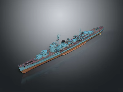 Accurate Detailed Military Warship 3D Model With Naval Equipment And Structure 3d model