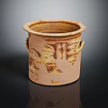 Ancient Handcrafted Terracotta Jar With Intricate Patterns And Two Handles