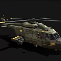 Military Camouflage Helicopter With Yellow Rotor Tips Open Door And Weapons