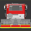 Red Tracked Vehicle With Cab And Front Yellow Red Plow Blade