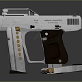 Highly Detailed Silver Handgun With Shiny Metallic Finish And Detachable Magazine