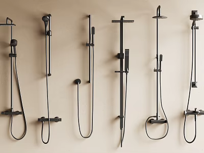 Various Wall Mounted Shower Systems With Modern Designs And Handheld Sprayers 3d model