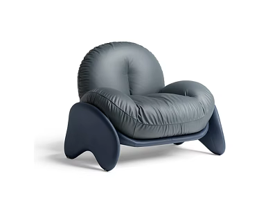 Comfortable Modern Gray Leisure Chair With Curved Backrest And Blue Legs 3d model