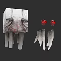 Cube Character With Closed Eyes Facial Design Red Orbs And White Wing Like Structures