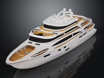 Luxury Yacht Exterior Design With Multi Level Decks And Elegant Style 3d model