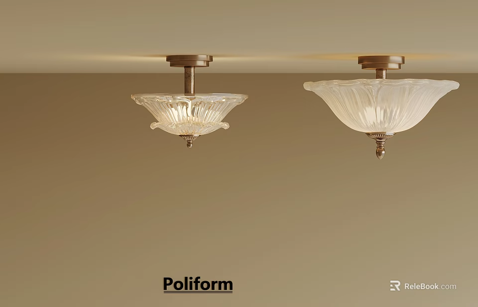 Poliform Elegant Glass Chandeliers With Classic Shades For Home Ceiling 3d model 