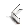 Classic Home Staircase With Wooden Treads White Balusters And Curved Railings