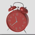 Red Alarm Clock With Double Bells Silver Stand And Numeric Dial Metal Hands 3d model