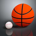 Premium Sports Equipment Including Orange Basketball With Black Lines And White Baseball