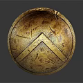 Vintage Golden Shield With Intricate Texture And Geometric Pattern Design