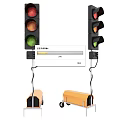 Outdoor Traffic Signal Light With Red Yellow Green Lamps And Wheeled Base