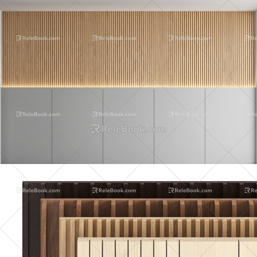 Wooden wall panel 3d model