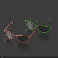 Stylish Red And Green Sunglasses With Trendy Frames On Blue Background 3d model