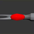 Silver Head Hammer With Black Handle And Red End On Gray Background