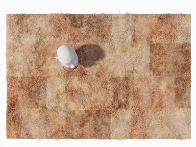 Square Carpet With Brown And Beige Checkered Pattern And Small White Decor 3d model