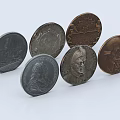 Vintage Silver Copper Metal Jewelry with Engraved Portraits and Artistic Patterns