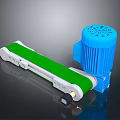 Industrial Conveyor Belt System With Green Belt Blue Motor And White Frame