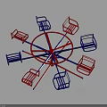 Ferris Wheel Amusement Equipment With Multiple Red And Blue Hanging Seats